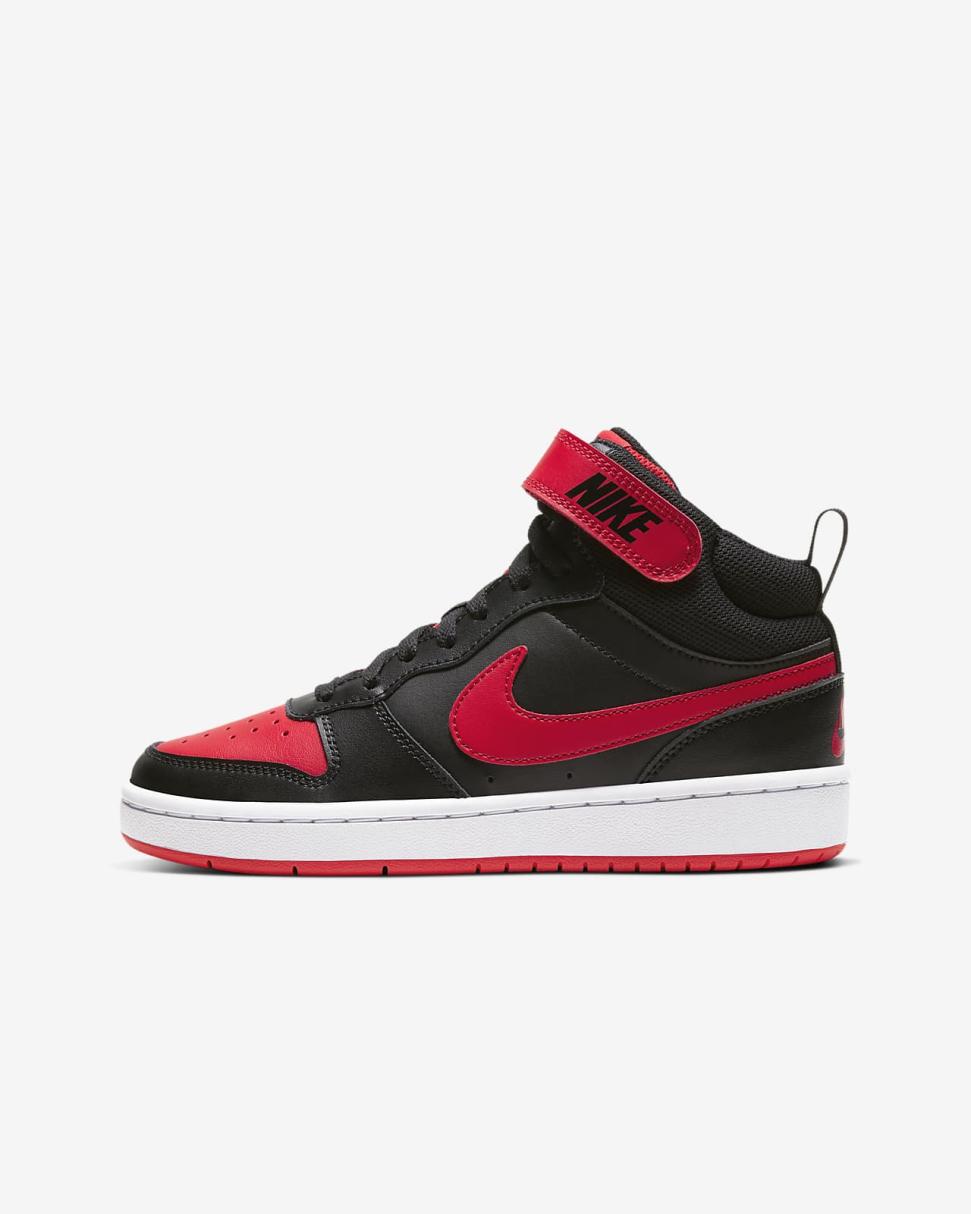 Nike Court Borough Mid 2 Black/White/University Red | Kids Nike Lifestyle