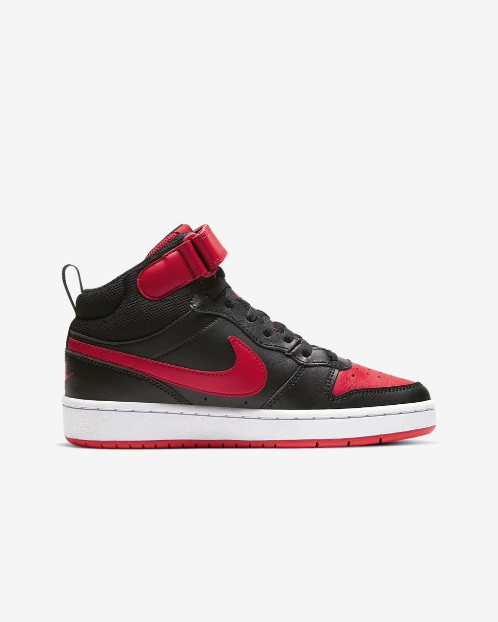 Nike Court Borough Mid 2 Black/White/University Red | Kids Nike Lifestyle
