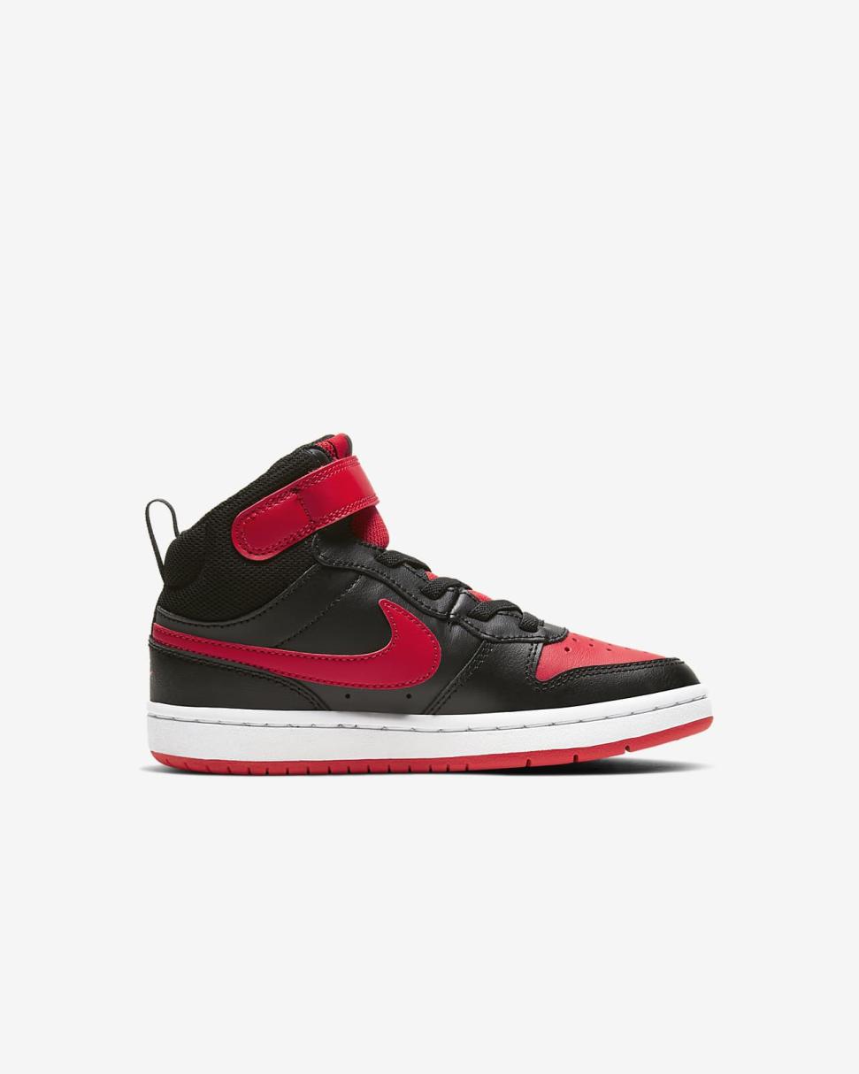 Nike Court Borough Mid 2 Black/White/University Red | Kids Nike Lifestyle