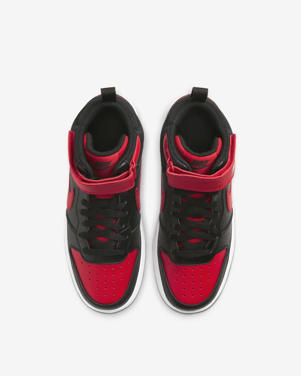 Nike Court Borough Mid 2 Black/White/University Red | Kids Nike Lifestyle