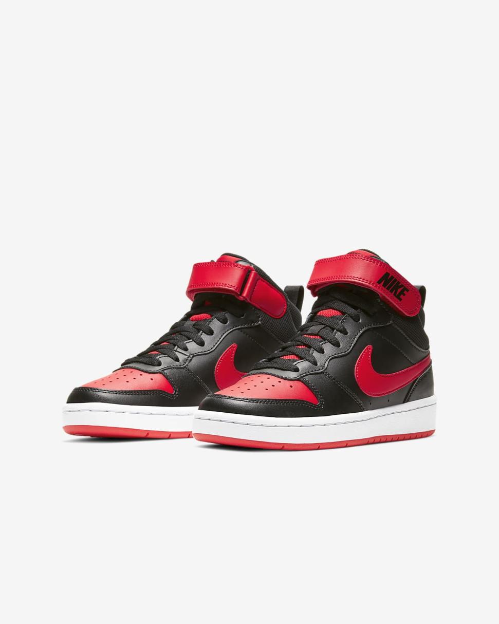 Nike Court Borough Mid 2 Black/White/University Red | Kids Nike Lifestyle