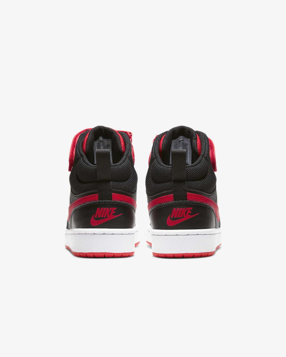 Nike Court Borough Mid 2 Black/White/University Red | Kids Nike Lifestyle