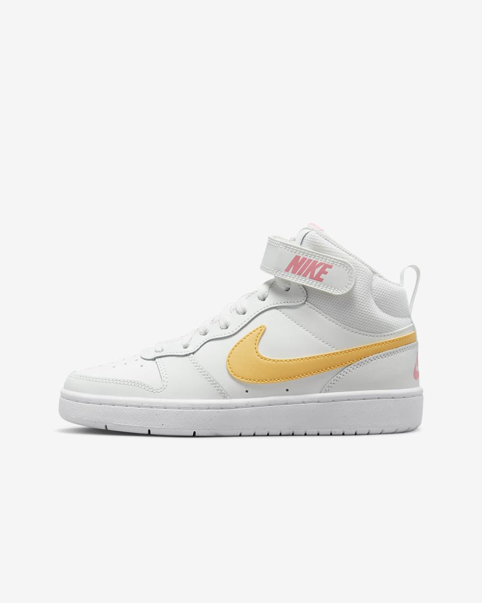 Nike Court Borough Mid 2 Summit White/Coral Chalk/White/Topaz Gold | Kids Nike Lifestyle