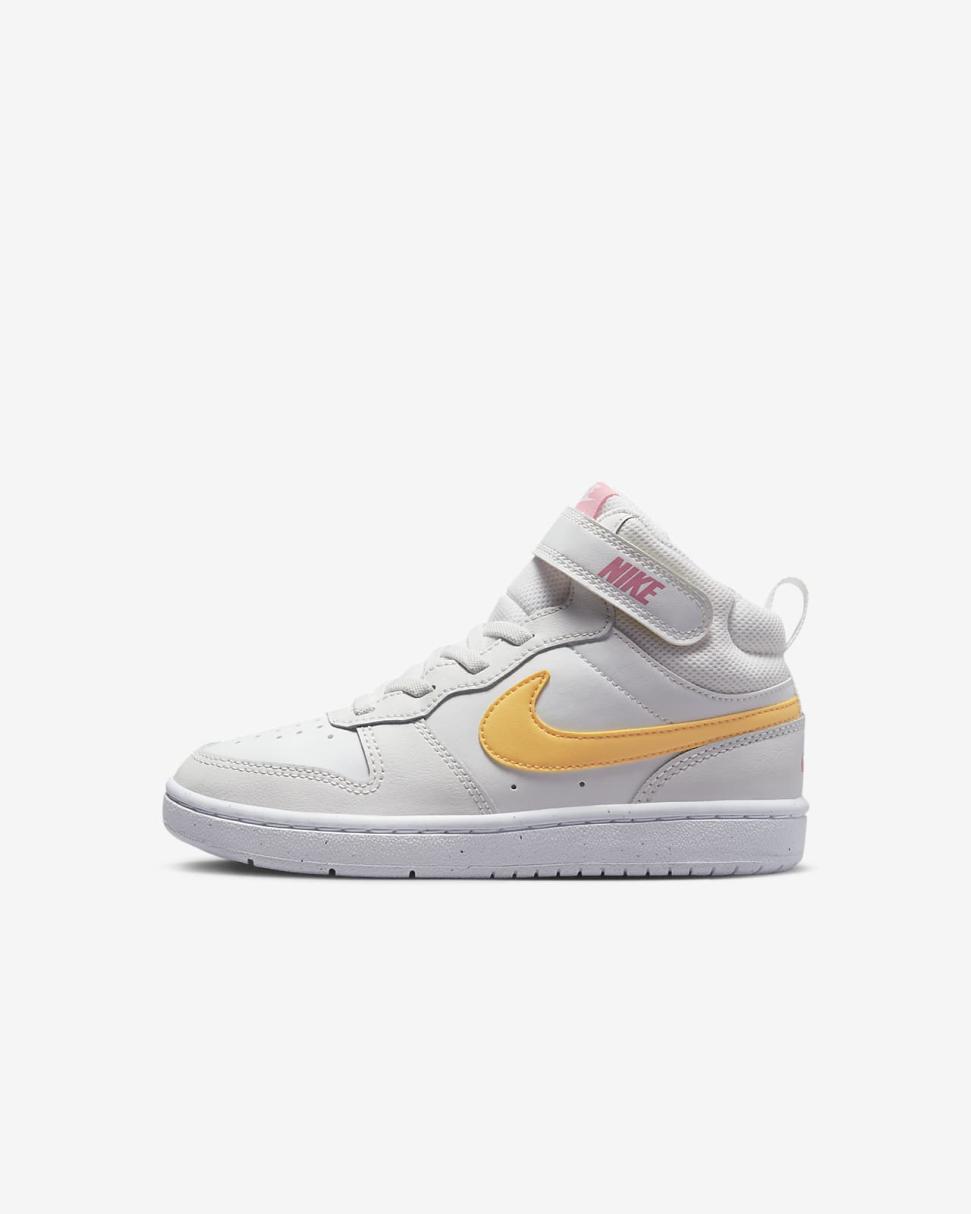 Nike Court Borough Mid 2 Summit White/Coral Chalk/White/Topaz Gold | Kids Nike Lifestyle