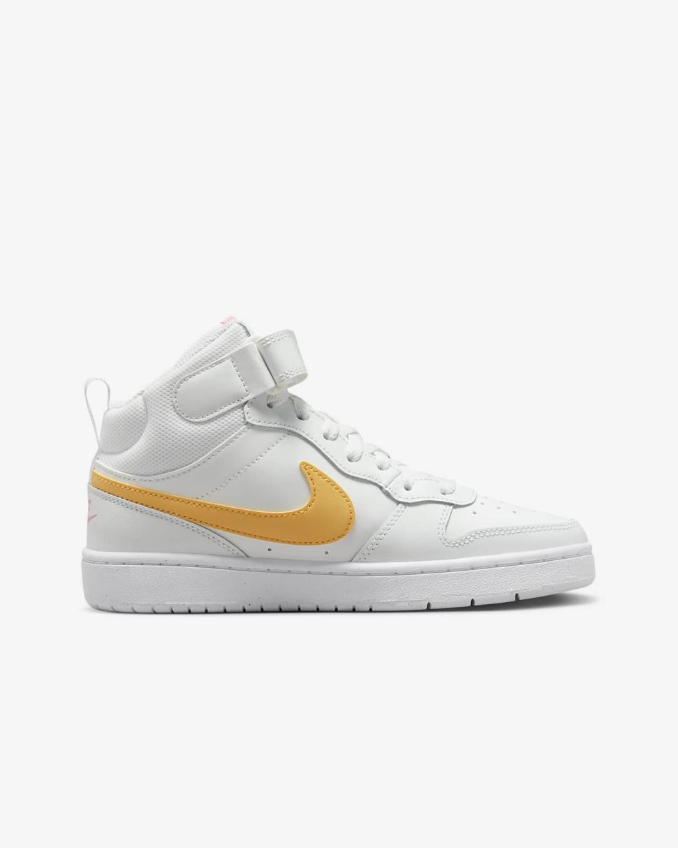 Nike Court Borough Mid 2 Summit White/Coral Chalk/White/Topaz Gold | Kids Nike Lifestyle