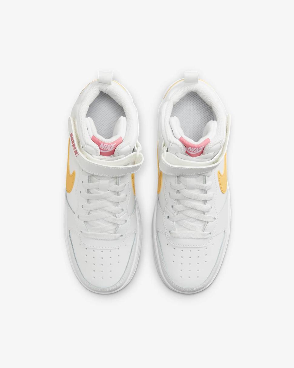 Nike Court Borough Mid 2 Summit White/Coral Chalk/White/Topaz Gold | Kids Nike Lifestyle