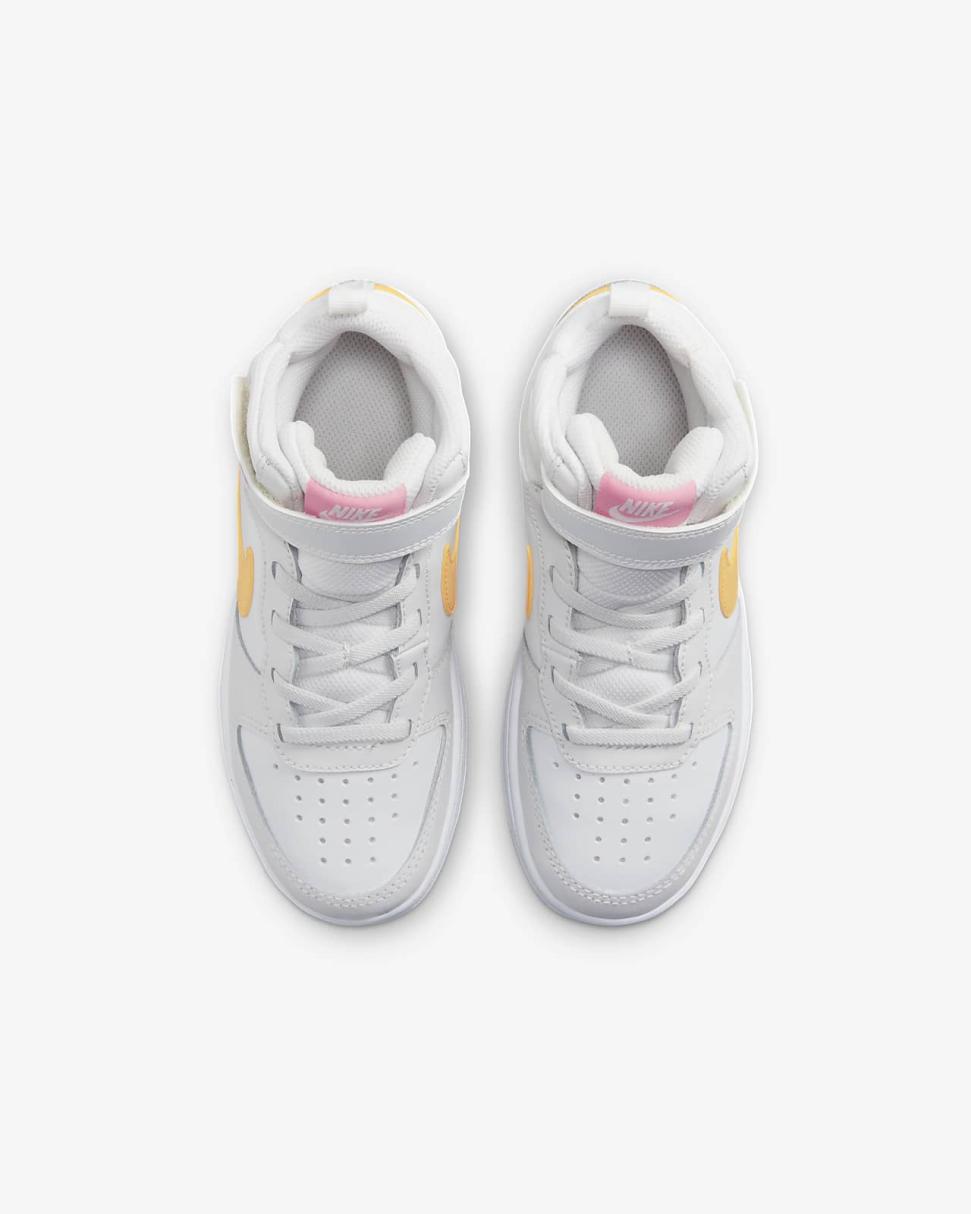 Nike Court Borough Mid 2 Summit White/Coral Chalk/White/Topaz Gold | Kids Nike Lifestyle