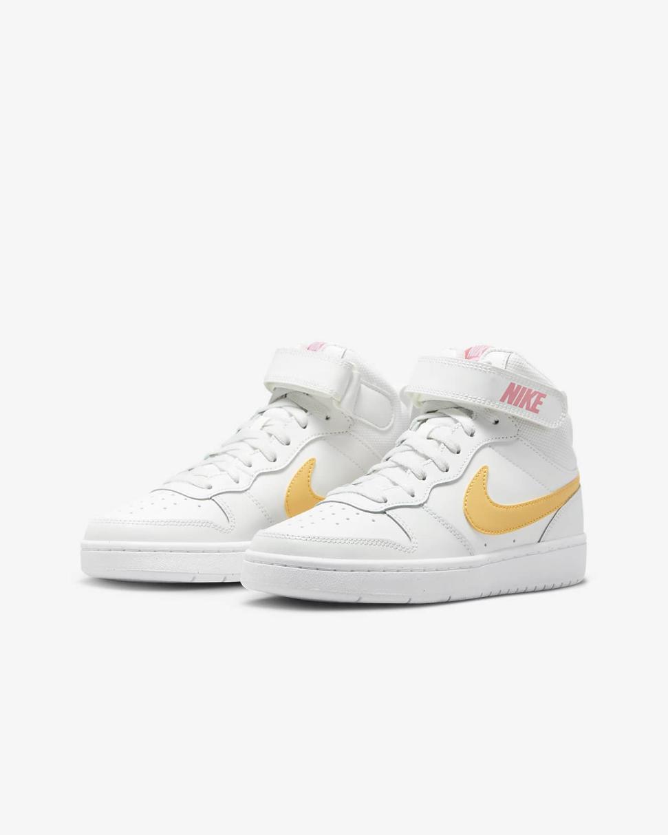 Nike Court Borough Mid 2 Summit White/Coral Chalk/White/Topaz Gold | Kids Nike Lifestyle