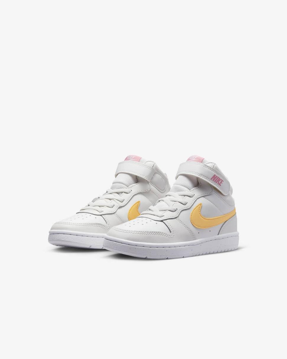 Nike Court Borough Mid 2 Summit White/Coral Chalk/White/Topaz Gold | Kids Nike Lifestyle