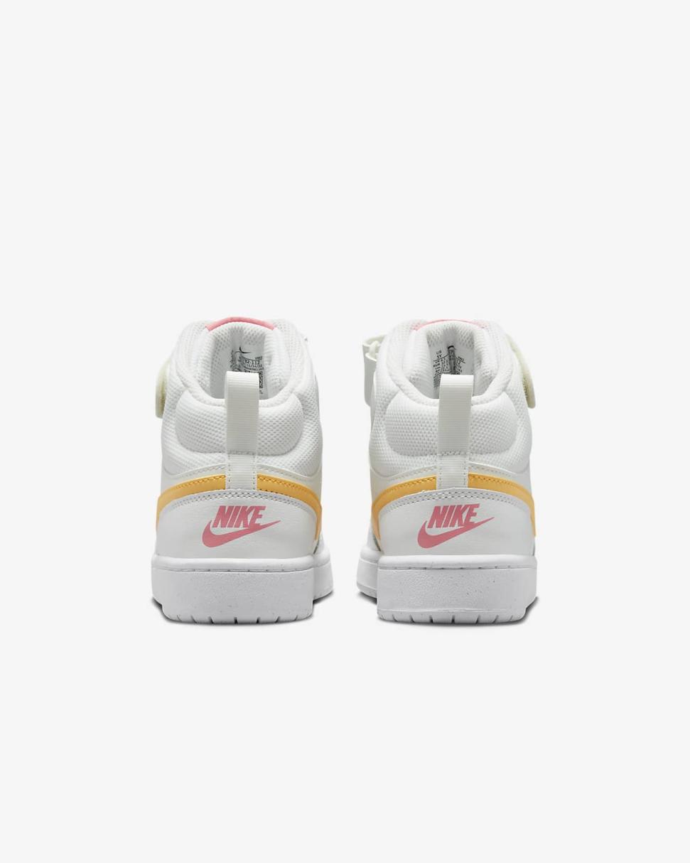 Nike Court Borough Mid 2 Summit White/Coral Chalk/White/Topaz Gold | Kids Nike Lifestyle
