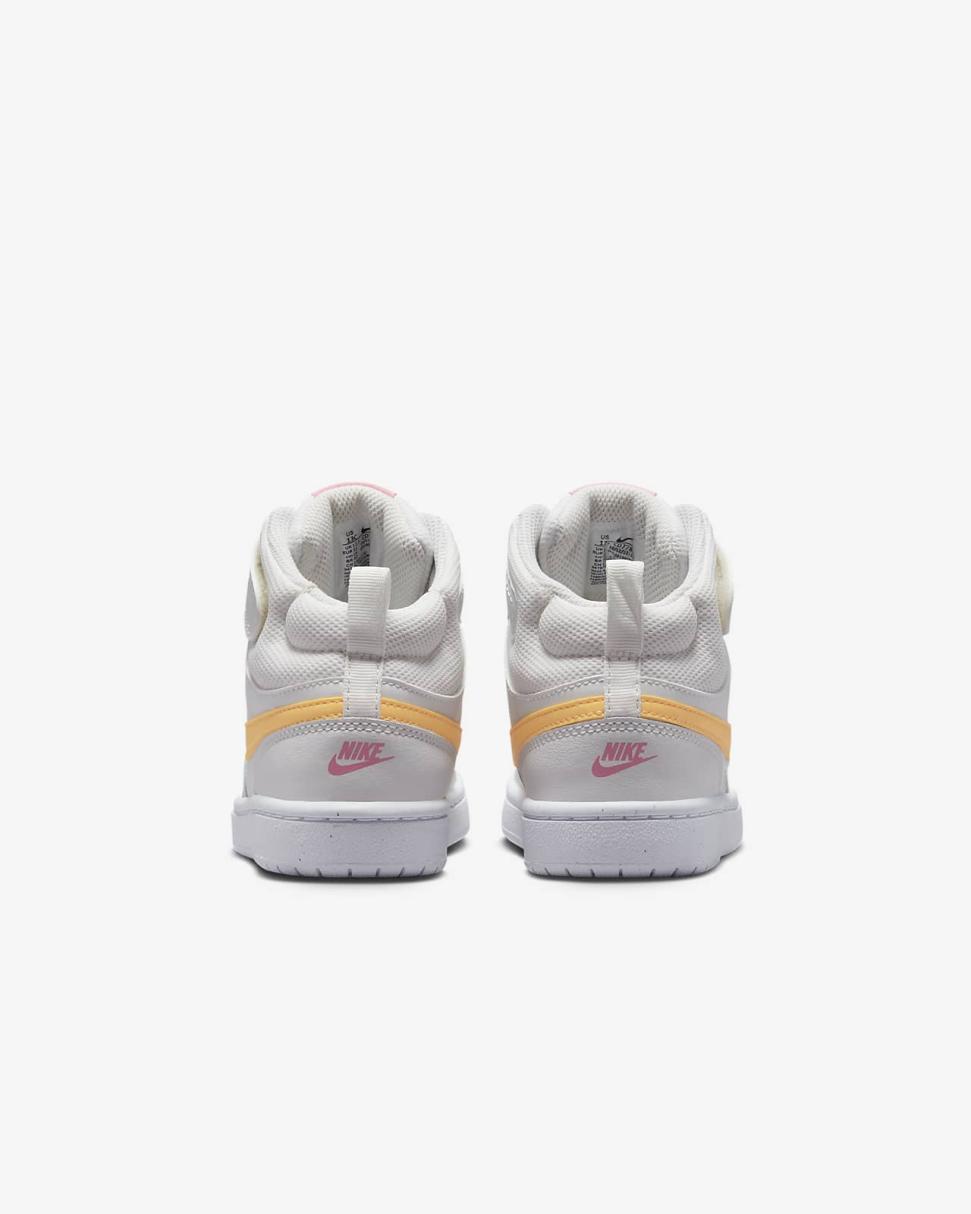 Nike Court Borough Mid 2 Summit White/Coral Chalk/White/Topaz Gold | Kids Nike Lifestyle