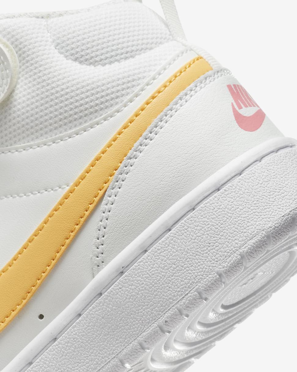 Nike Court Borough Mid 2 Summit White/Coral Chalk/White/Topaz Gold | Kids Nike Lifestyle