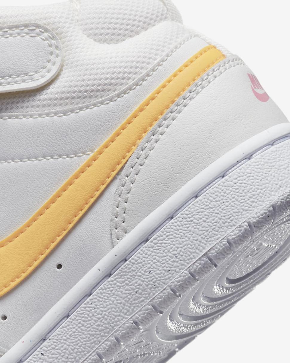Nike Court Borough Mid 2 Summit White/Coral Chalk/White/Topaz Gold | Kids Nike Lifestyle