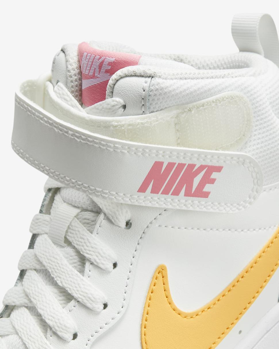 Nike Court Borough Mid 2 Summit White/Coral Chalk/White/Topaz Gold | Kids Nike Lifestyle