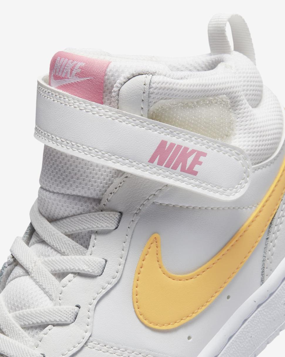 Nike Court Borough Mid 2 Summit White/Coral Chalk/White/Topaz Gold | Kids Nike Lifestyle
