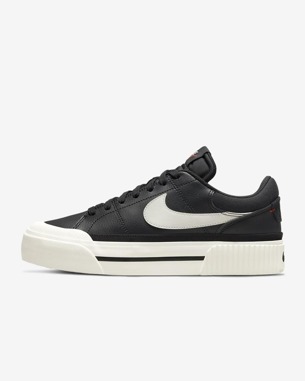 Nike Court Legacy Lift Black/White/Team Orange/Sail | Womens Nike First Day Kicks