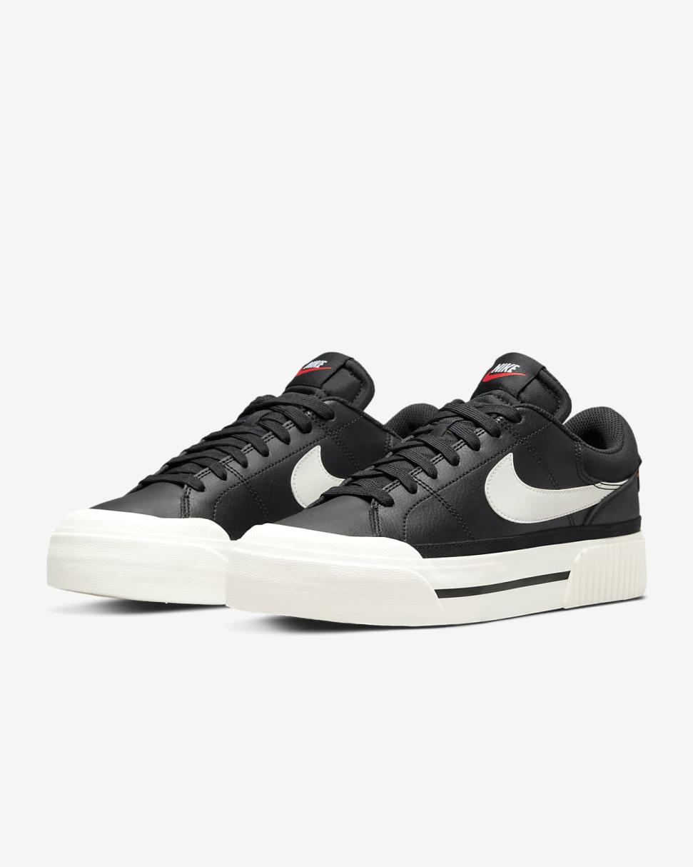 Nike Court Legacy Lift Black/White/Team Orange/Sail | Womens Nike First Day Kicks