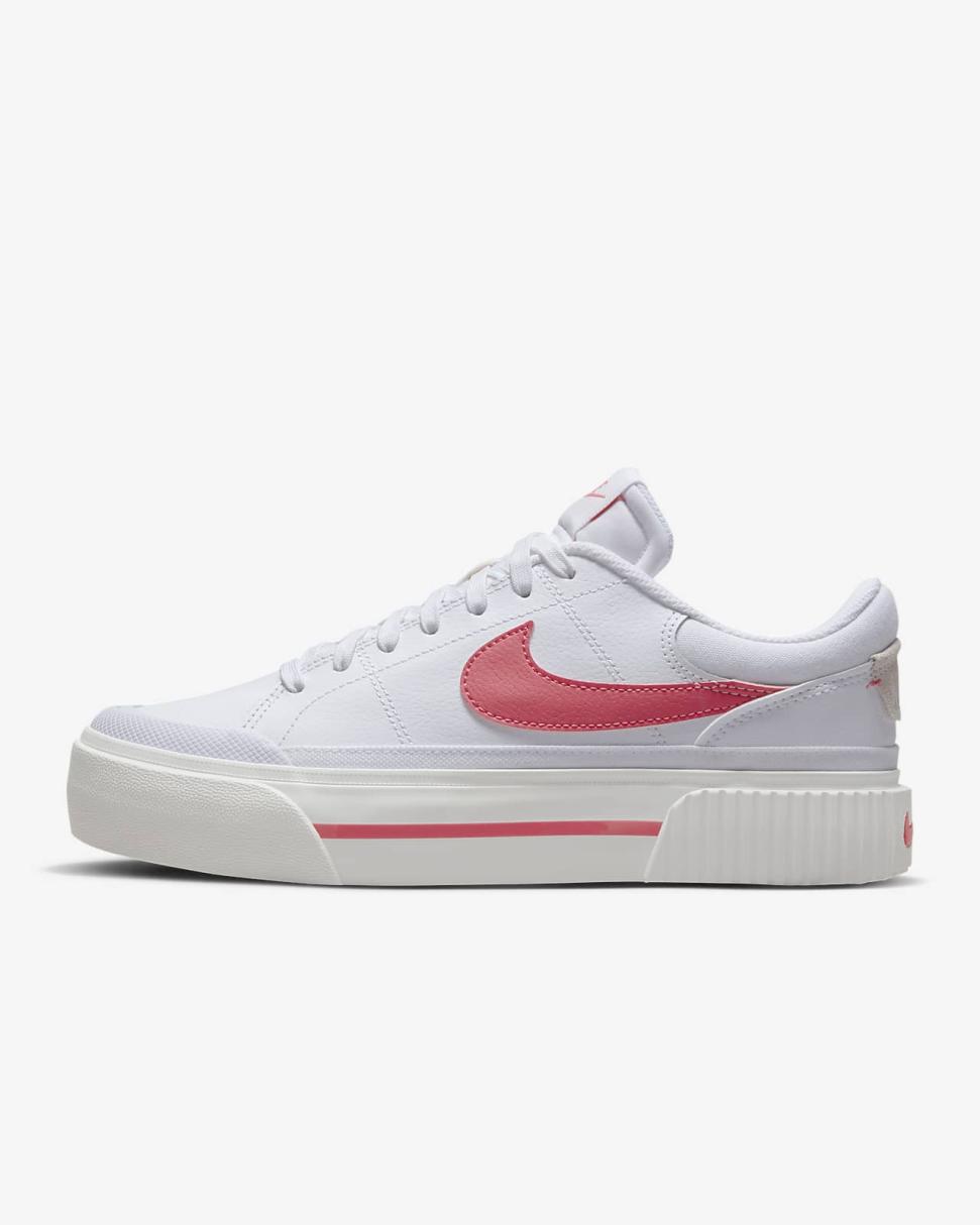Nike Court Legacy Lift White/Summit White/Coral Chalk/Sea Coral | Womens Nike First Day Kicks