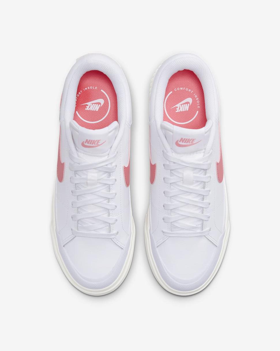 Nike Court Legacy Lift White/Summit White/Coral Chalk/Sea Coral | Womens Nike First Day Kicks