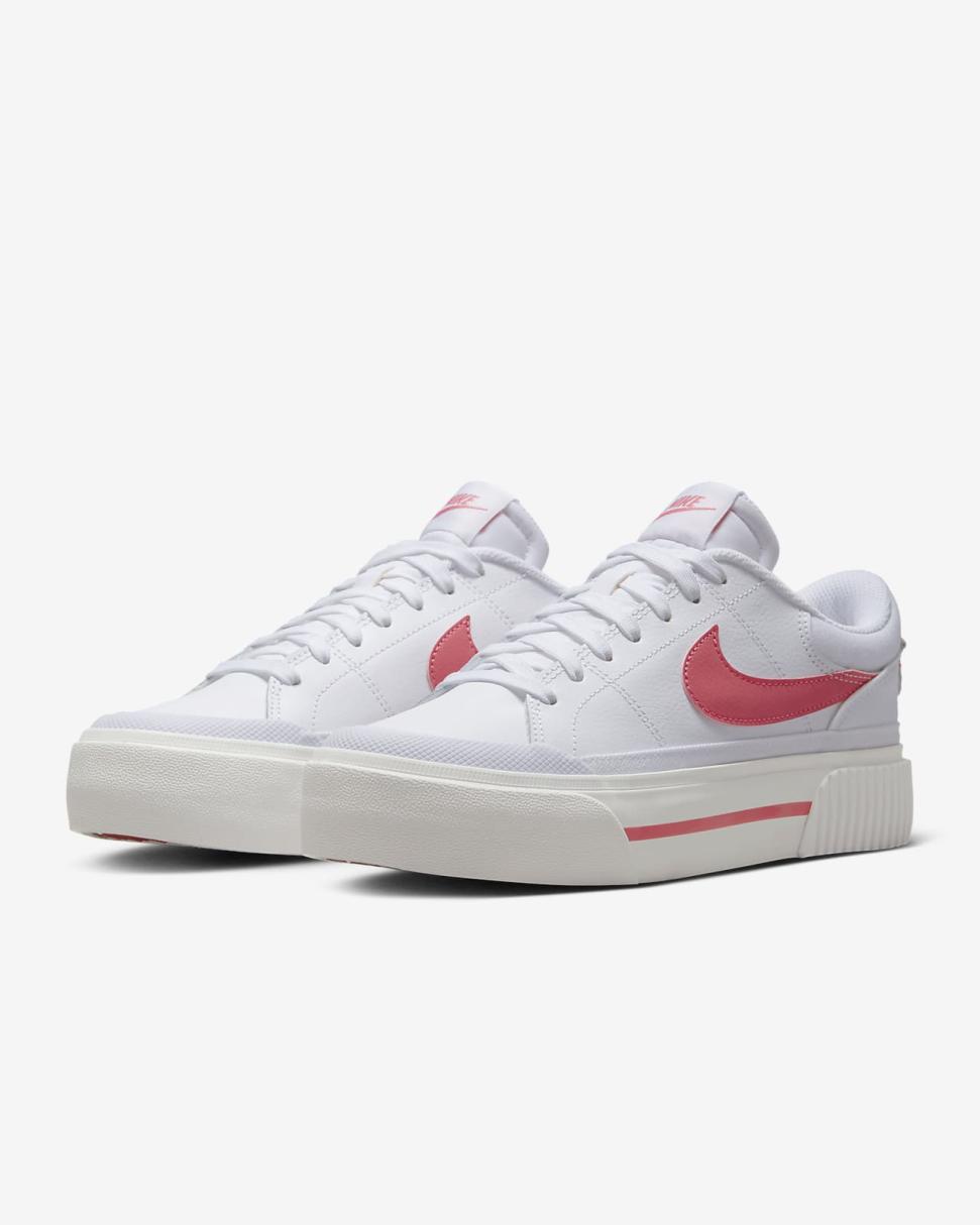Nike Court Legacy Lift White/Summit White/Coral Chalk/Sea Coral | Womens Nike First Day Kicks