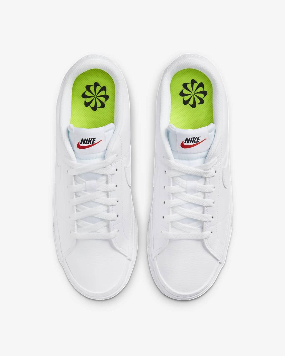 Nike Court Legacy Next Nature White/Black/Volt/White | Womens Nike First Day Kicks