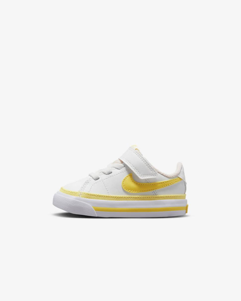 Nike Court Legacy Summit White/White/Opti Yellow | Kids Nike First Day Kicks