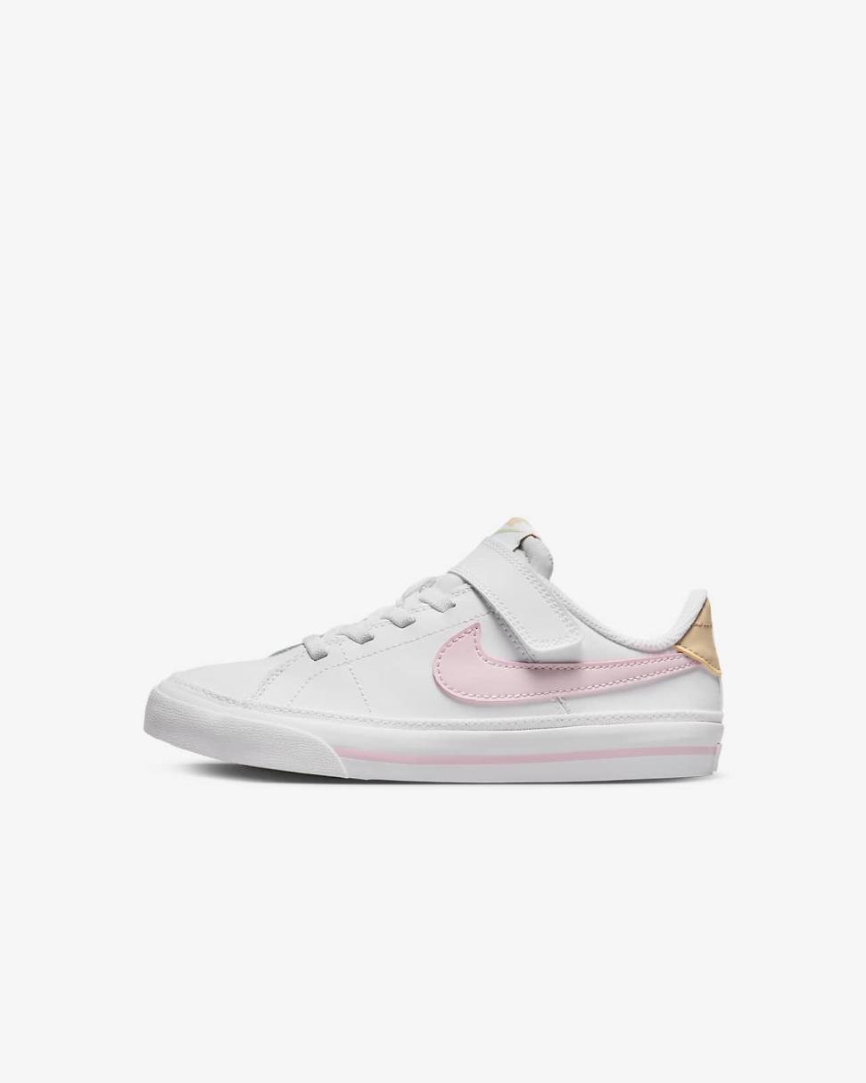 Nike Court Legacy White/Sesame/Honeydew/Pink Foam | Kids Nike First Day Kicks