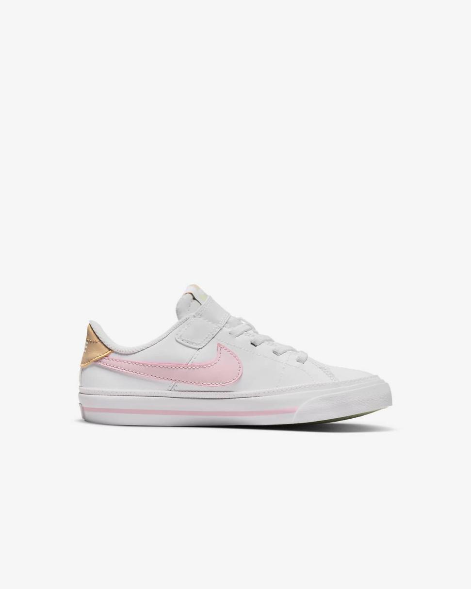 Nike Court Legacy White/Sesame/Honeydew/Pink Foam | Kids Nike First Day Kicks