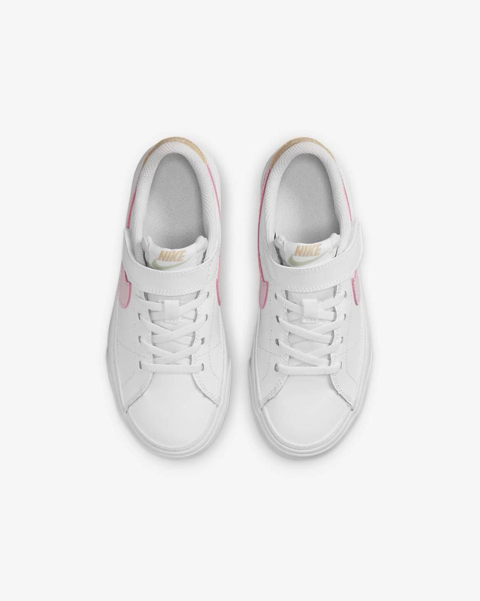 Nike Court Legacy White/Sesame/Honeydew/Pink Foam | Kids Nike First Day Kicks