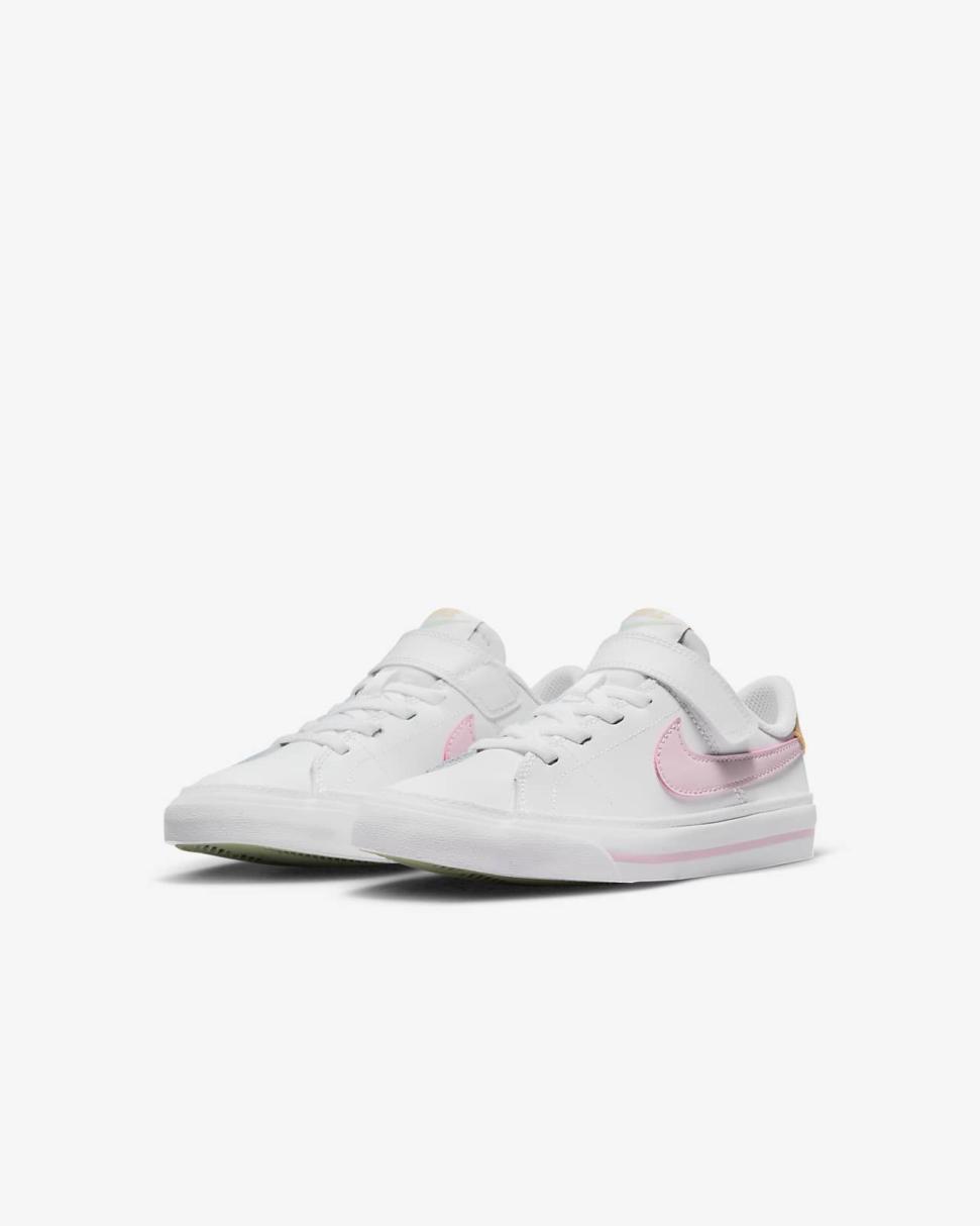 Nike Court Legacy White/Sesame/Honeydew/Pink Foam | Kids Nike First Day Kicks