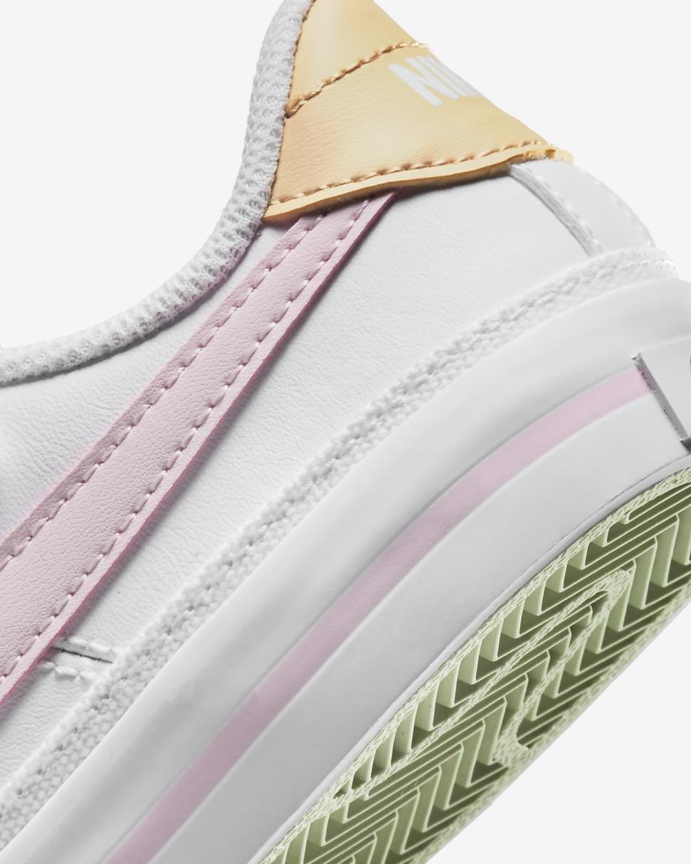 Nike Court Legacy White/Sesame/Honeydew/Pink Foam | Kids Nike First Day Kicks