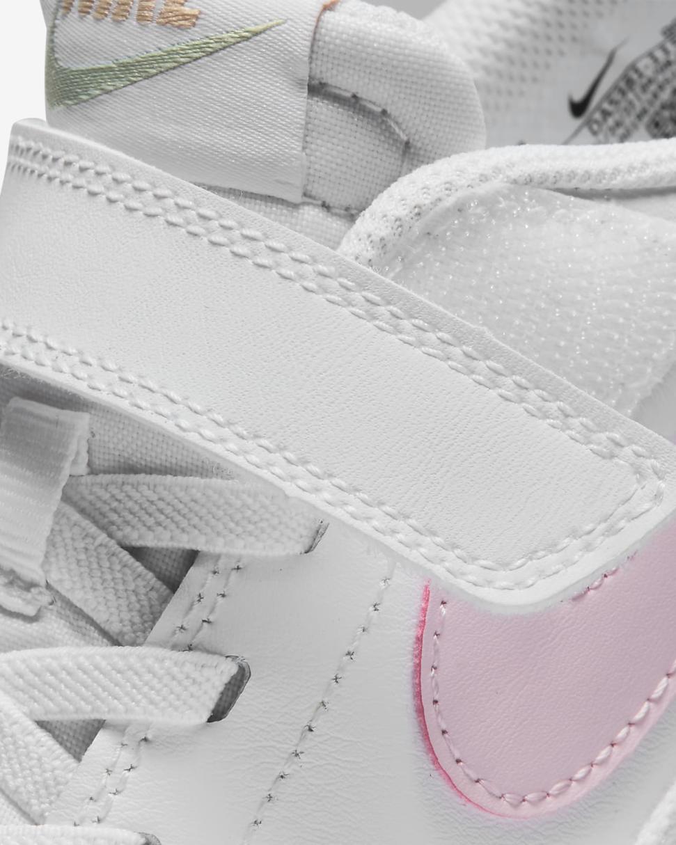 Nike Court Legacy White/Sesame/Honeydew/Pink Foam | Kids Nike First Day Kicks