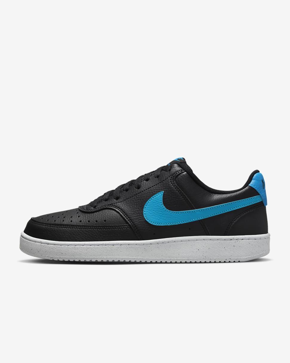 Nike Court Vision Low Next Nature Black/White/Laser Blue | Mens Nike First Day Kicks