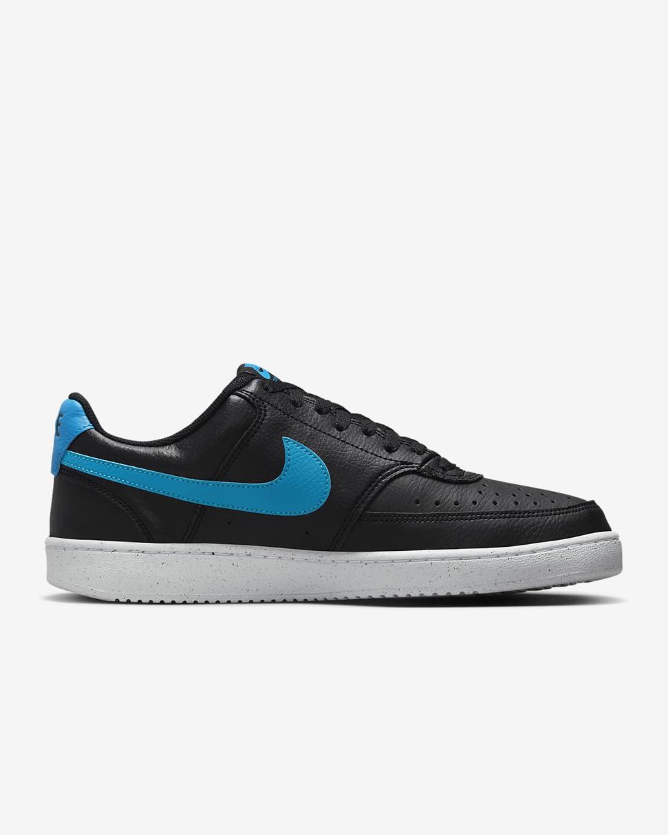 Nike Court Vision Low Next Nature Black/White/Laser Blue | Mens Nike First Day Kicks
