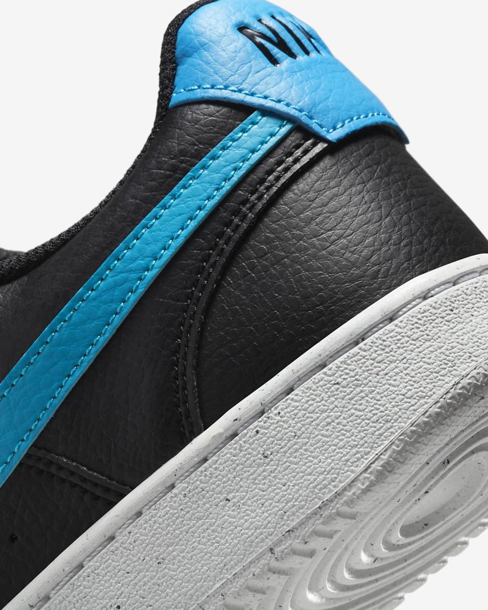 Nike Court Vision Low Next Nature Black/White/Laser Blue | Mens Nike First Day Kicks