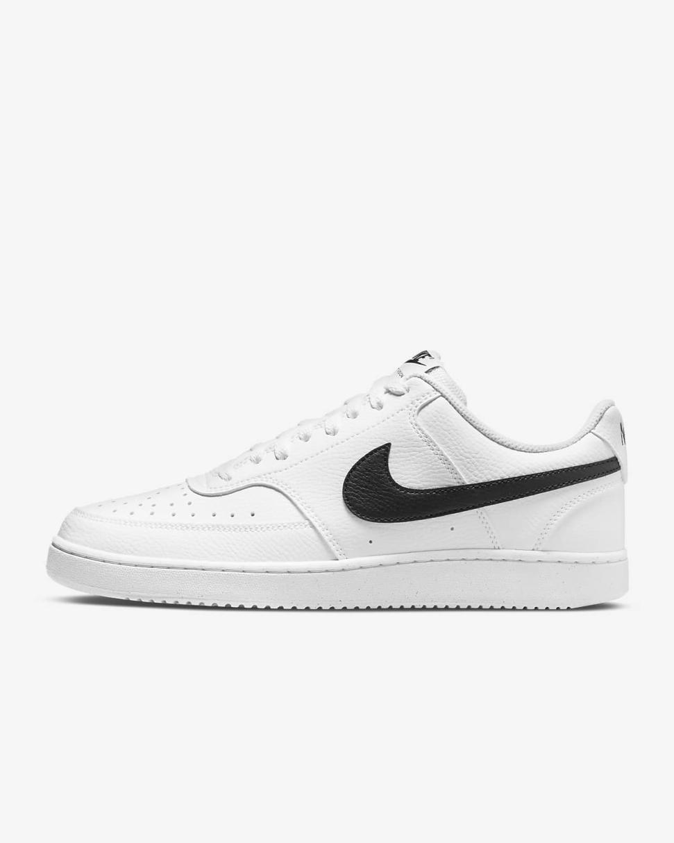 Nike Court Vision Low Next Nature White/White/Black | Mens Nike First Day Kicks