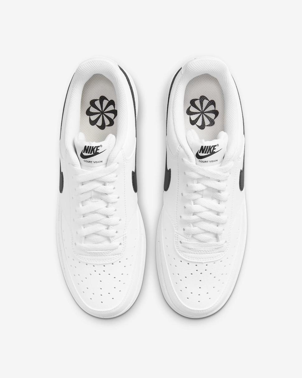Nike Court Vision Low Next Nature White/White/Black | Mens Nike First Day Kicks