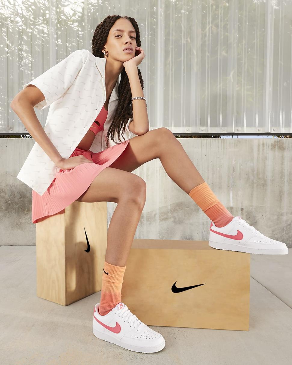 Nike Court Vision Low White/Volt/Black/Sea Coral | Womens Nike Lifestyle