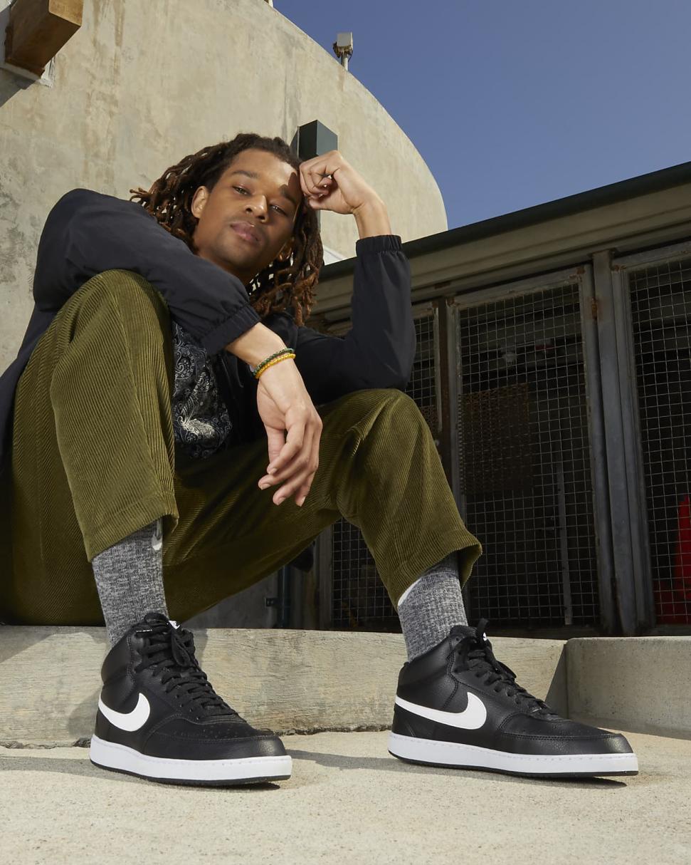 Nike Court Vision Mid Next Nature Black/Black/White | Mens Nike Lifestyle