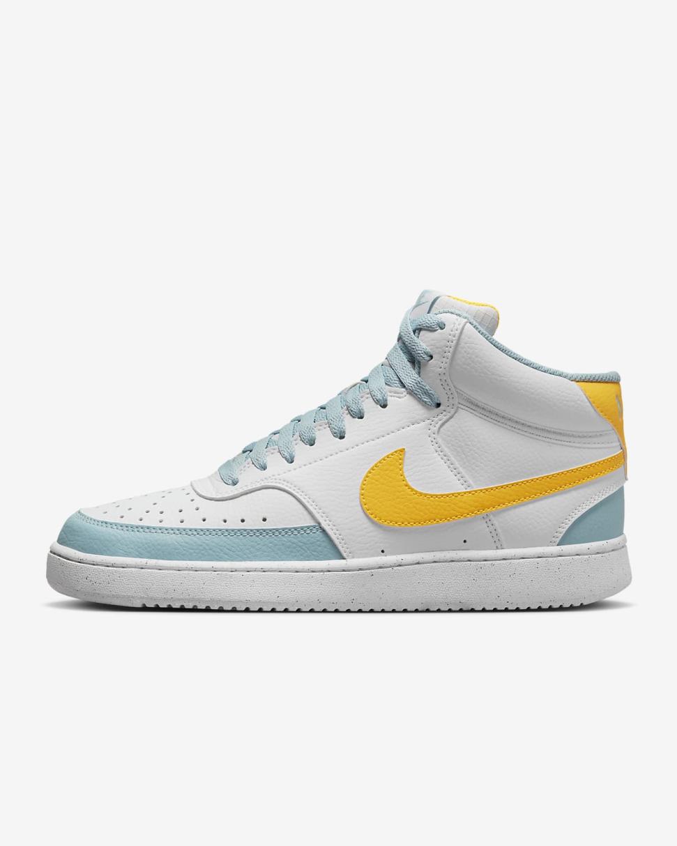 Nike Court Vision Mid Next Nature White/Ocean Bliss/Gum Light Brown/Laser Orange | Mens Nike Lifestyle