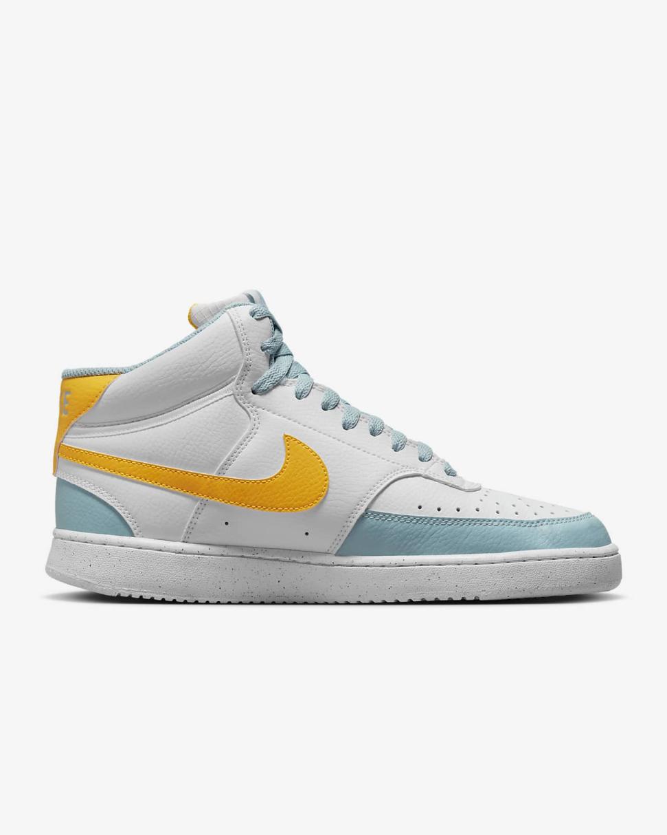 Nike Court Vision Mid Next Nature White/Ocean Bliss/Gum Light Brown/Laser Orange | Mens Nike Lifestyle