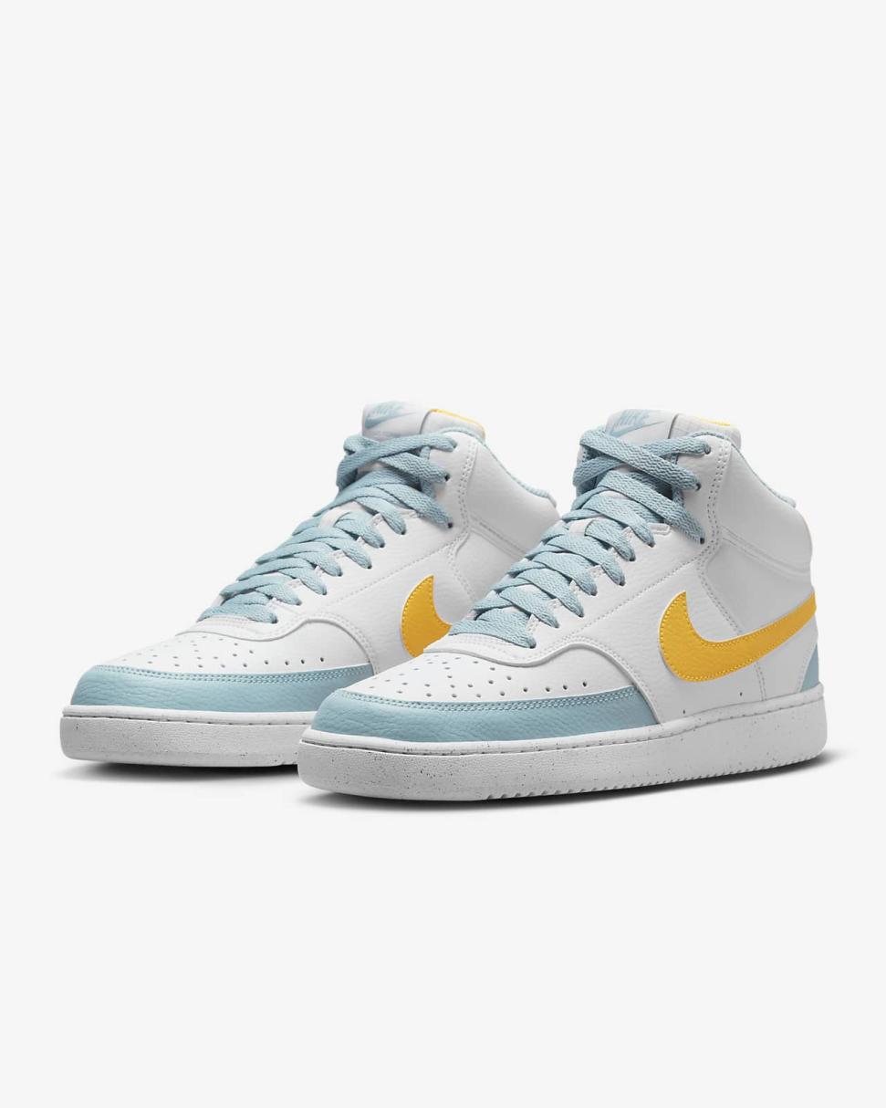 Nike Court Vision Mid Next Nature White/Ocean Bliss/Gum Light Brown/Laser Orange | Mens Nike Lifestyle