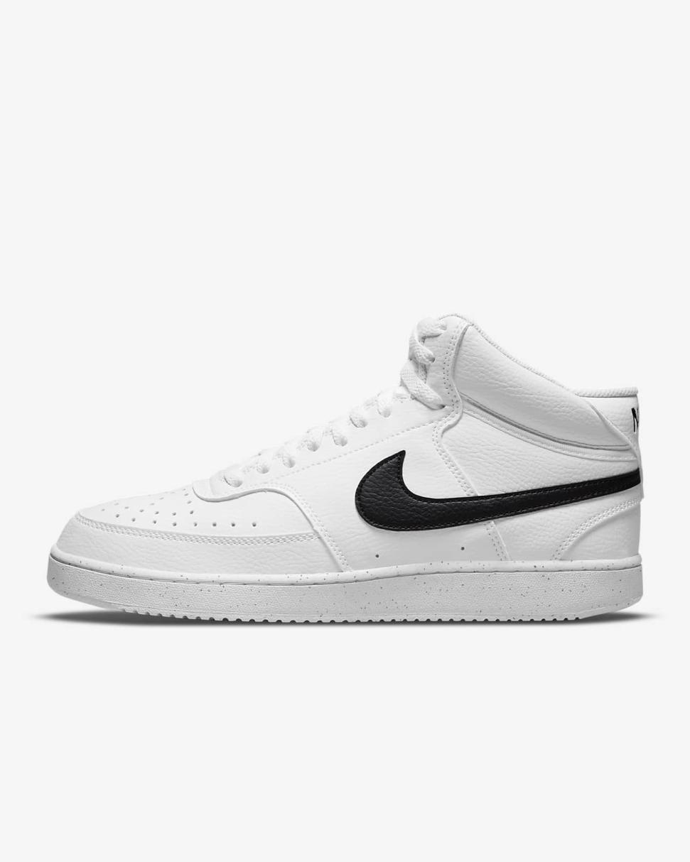 Nike Court Vision Mid Next Nature White/White/Black | Mens Nike Lifestyle