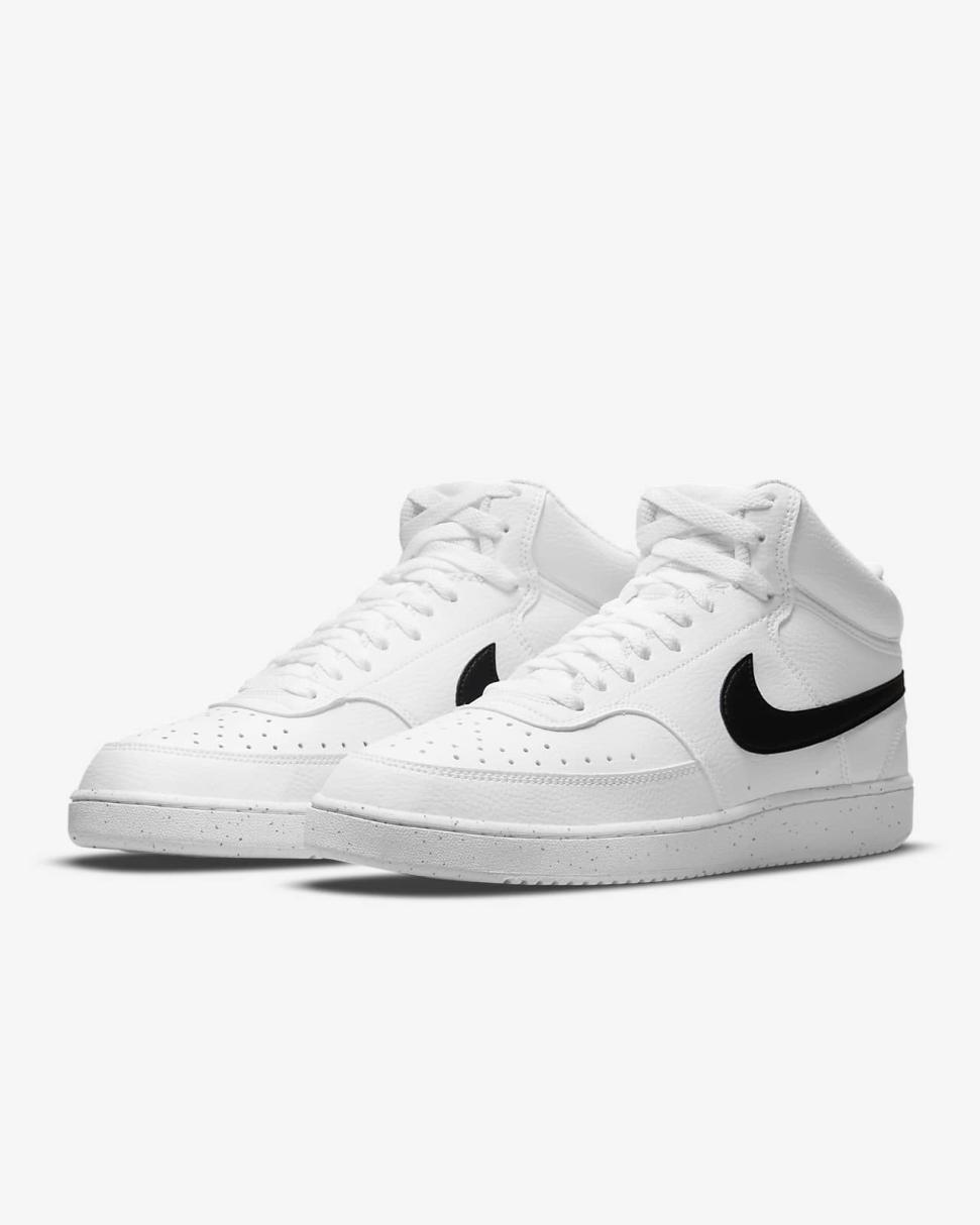Nike Court Vision Mid Next Nature White/White/Black | Mens Nike Lifestyle