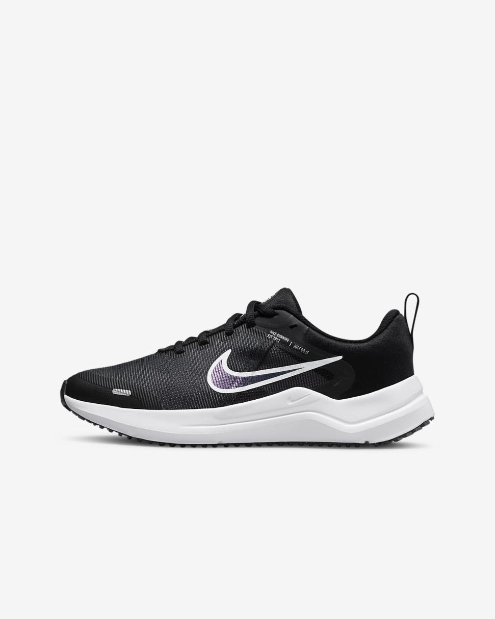 Nike Downshifter 12 Black/Dark Smoke Grey/White | Kids Nike Running