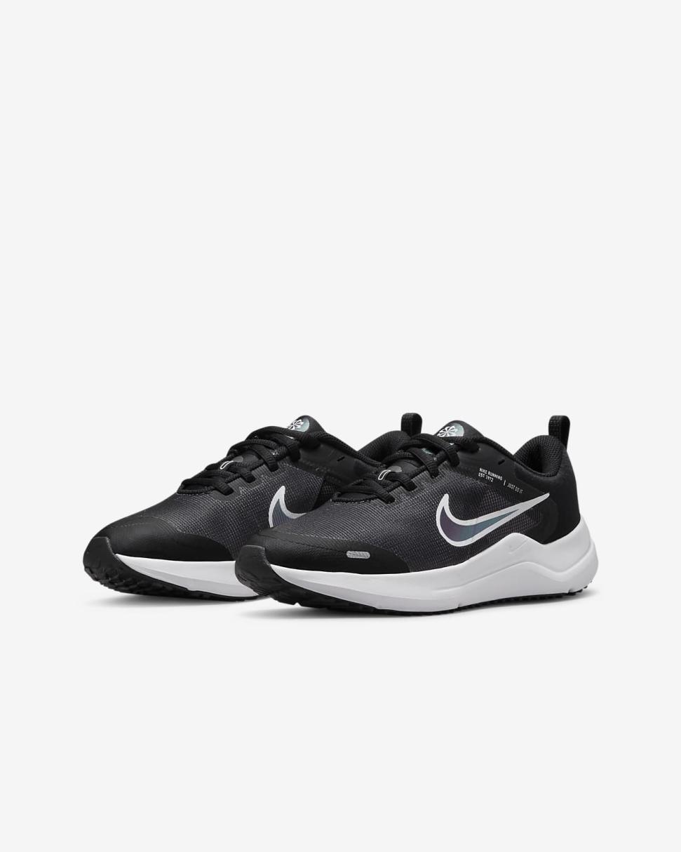 Nike Downshifter 12 Black/Dark Smoke Grey/White | Kids Nike Running