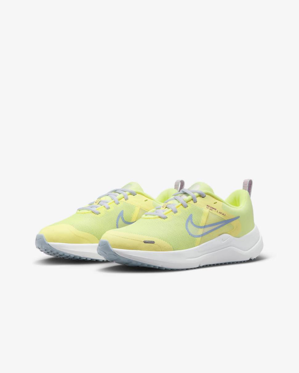 Nike Downshifter 12 Citron Tint/Football Grey/Cosmic Fuchsia/Cobalt Bliss | Kids Nike Running