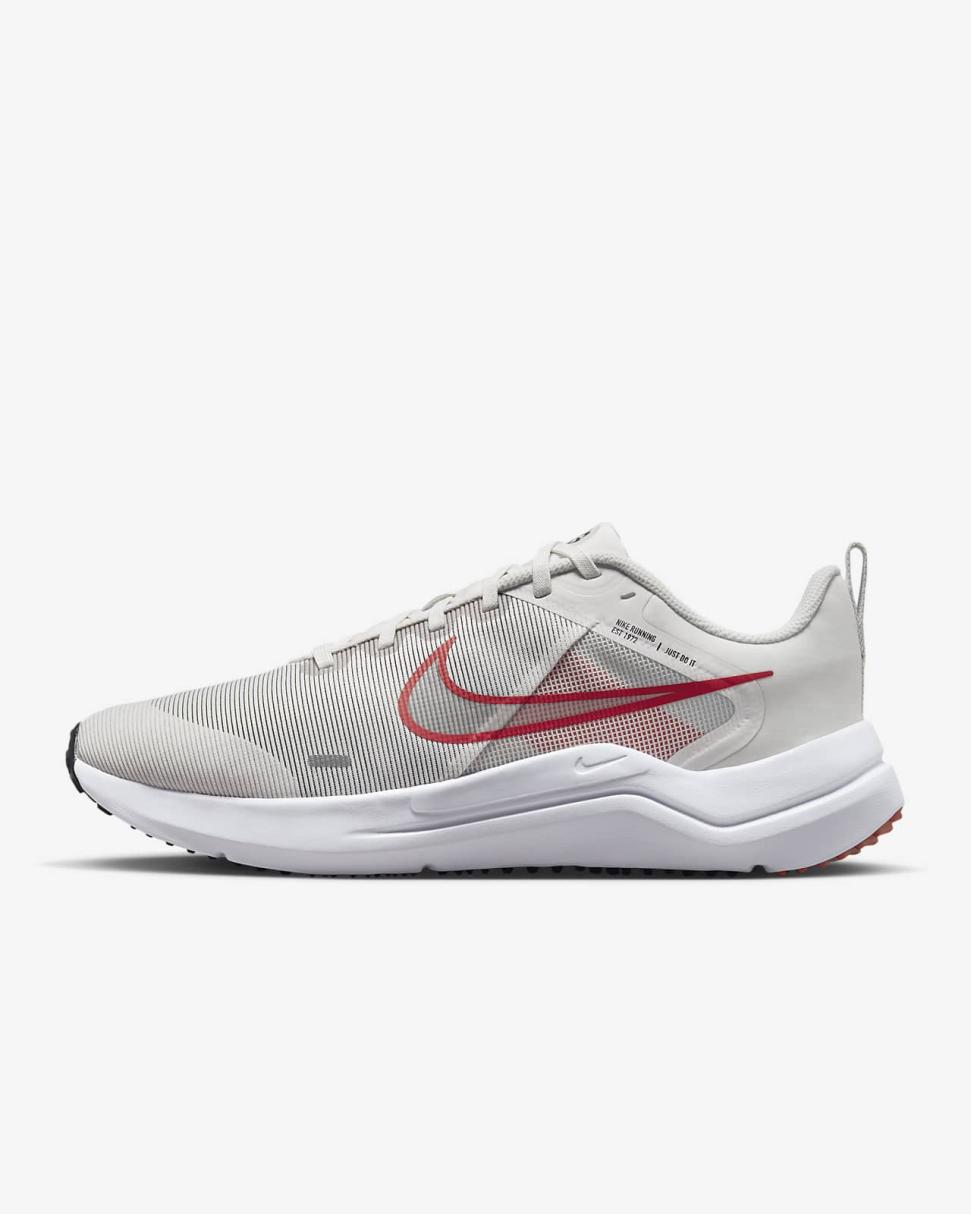 Nike Downshifter 12 Platinum Tint/Black/White/Light Crimson | Mens Nike First Day Kicks