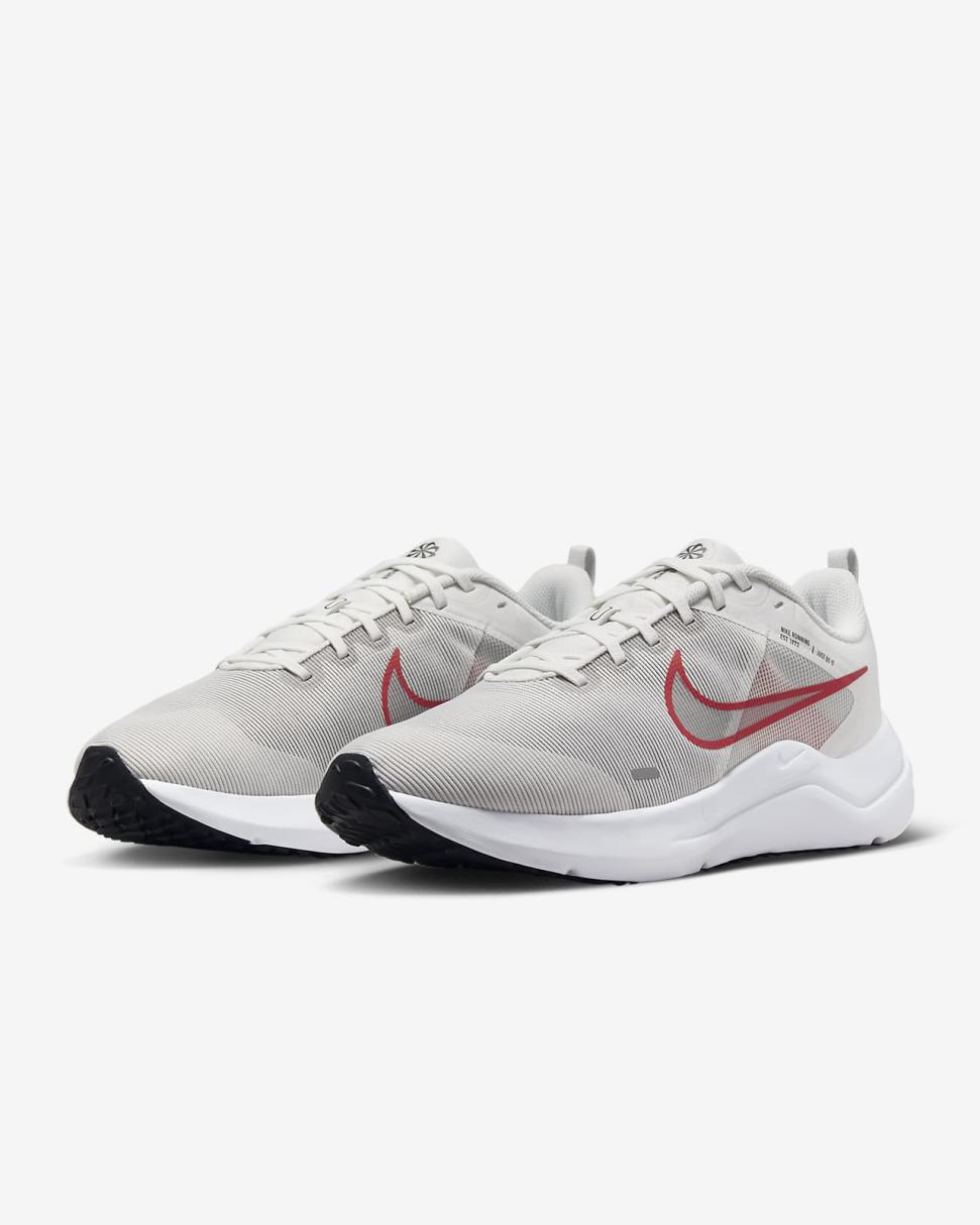 Nike Downshifter 12 Platinum Tint/Black/White/Light Crimson | Mens Nike First Day Kicks