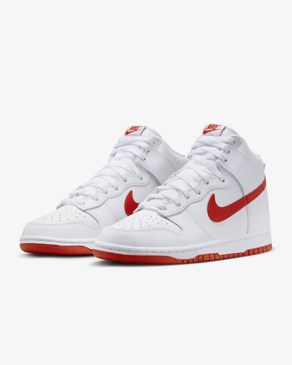 Nike Dunk Hi Retro White/White/Picante Red/Picante Red | Mens Nike Lifestyle